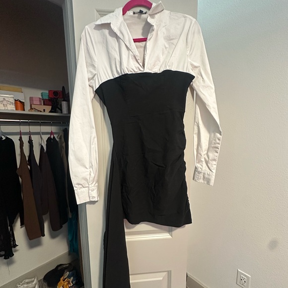 Fashion Nova Black and White Long Sleeve Dress - Picture 2 of 3